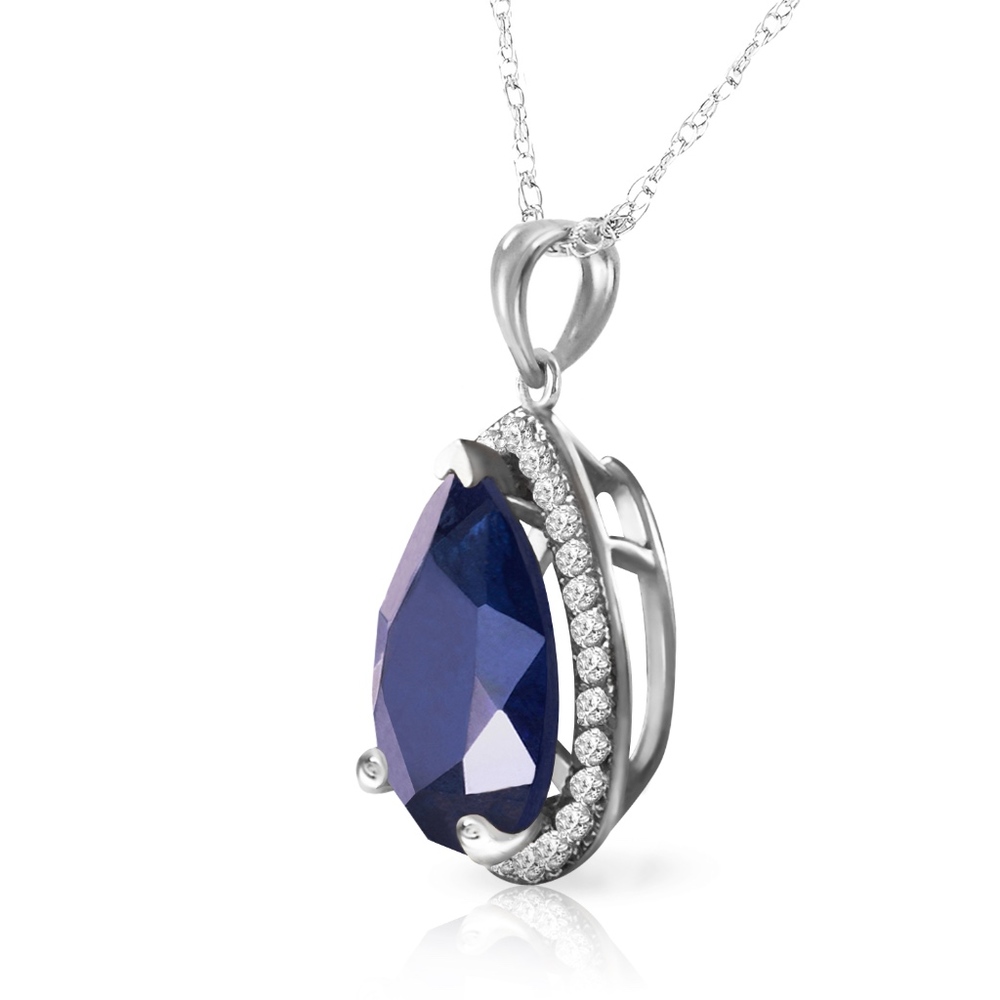 14K. SOLID GOLD NECKLACE DIAMONDS & SAPPHIRE - Picture 2 of 14